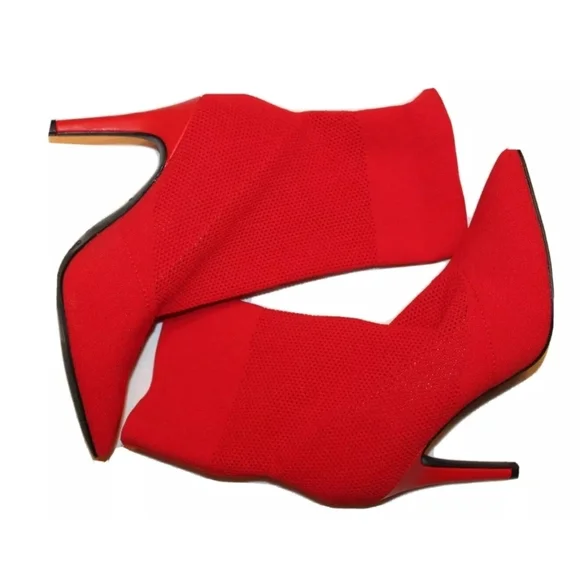 Brash Women's Xaya Red Mid-Calf Pointed Toe Stiletto Sock Boots 8 Sexy Booties - Picture 5 of 11